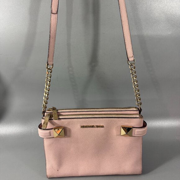 Michael Kors Karla Pink Leather Slim Crossbody Bag - Picture 1 of 13